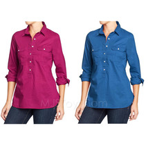 NWT Old Navy Women Utility Shirts Two Pocket Blouse 100% Cotton Top XS/S/M/L/XL - £23.66 GBP