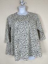 Kim &amp; Cami Womens Plus Size 1X Animal Print Knit Top 3/4 Sleeve Button Back - £11.32 GBP