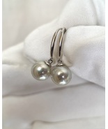 18K White Gold_Japanese Madama Akoya Pearl Hook Earrings Natural Silver-... - $230.00