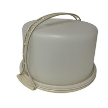 Tupperware Cake Pie Carrier Keeper Almond Cream Round 9.5 In Base Vintag... - $18.78