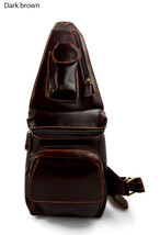 Mens waist leather bag shoulder bag travel bag sling backpack satchel hobo bag d - £104.55 GBP