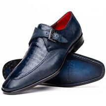 genuine crocodile and lizard dress monk strap Shoes Toluca Navy image 3
