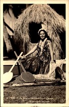 Hula Girl with Outrigger Canoe, Hawaiian Islands , Real Photo RPPC Postcard BK53 - £5.52 GBP