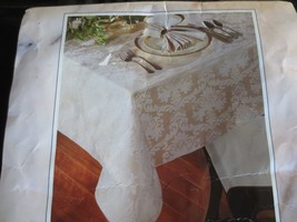 NIP Tobin DYNASTY Ivory DAMASK 55% Cotton 45% Polyester TABLECLOTH-60&quot;x1... - $29.70