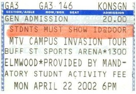 MTV Campus Invasion Tour Ticket Nickelback April 22 2002 Buffalo New York - £11.86 GBP