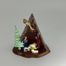 Vintage Mini 2&quot; Creche Nativity Scene Set Giltter Christmas Plastic China - €12,01 EUR