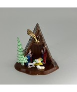 Vintage Mini 2&quot; Creche Nativity Scene Set Giltter Christmas Plastic China - €11,98 EUR