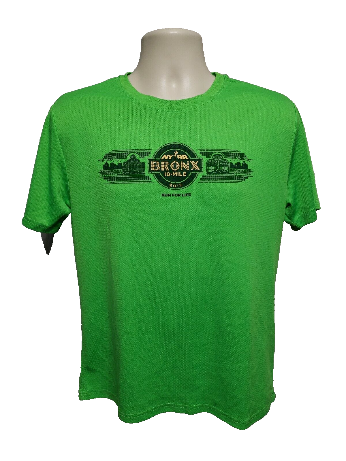 2015 NYRR New York Road Runners Bronx 10 Mile Run Mens Medium Green Jersey - $19.80