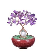 Amethyst Healing Crystal Tree Natural Amethyst Gemstone Tree Life Copper... - £24.34 GBP