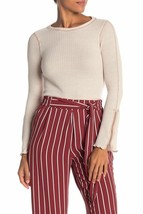 Elodie Waffle Knit Long Sleeve Zipper Cuff Tee Shirt Blush Oat M NWT - £23.19 GBP