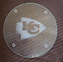 Kansas City chiefs logo etched glass cutting board/hot plate holder roun... - $9.90