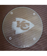 Kansas City chiefs logo etched glass cutting board/hot plate holder roun... - $13.44 CAD