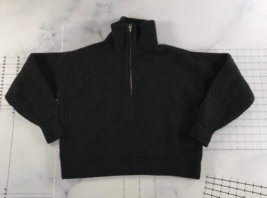 Everlane Sweater Womens Small Black Half Zip Cropped Wool Cowl Neck - $49.49