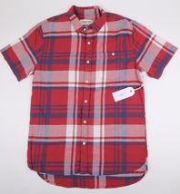 MEN&#39;S GUYS Modern Amusement RED PLAID Short Sleeve Button Up WOVEN Shirt... - £27.41 GBP