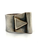 Vintage Sterling Signed E. Byrne Livingston American Modernist Wide Ring... - $169.72 CAD