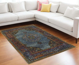 7&#39; X 10&#39; Blue and Beige Oriental Power Loom Area Rug - £875.71 GBP