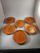 Qty 6 Dorothy Thorpe PERSIMMON  BUTTERFLY Salad Plates Mid Century Moder... - $108.90