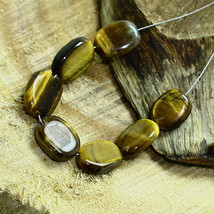 Tiger&#39;s Eye Smooth Oval beads Briolette Natural Loose Gemstone Making Jewelry - £2.33 GBP