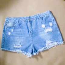 Womens Shein 3XL Distressed Denim Jean Shorts With Frayed Hem &amp; Pockets - $10.88
