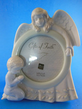 Vintage RUSS porcelain picture frame 5.75 tall for 3X3 photo Angel Praying child - £8.49 GBP