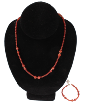 Carnelian and 14 kt Gold Necklace and Matching Bracelet NOS - £39.55 GBP