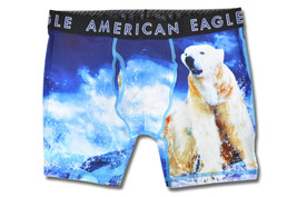 American Eagle Mens 6&quot; Classic Cotton Boxer Briefs, 02351678 Blue Polar Bears - £14.66 GBP