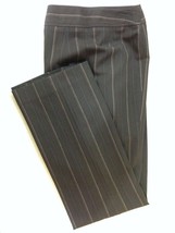 Anne Klein Women&#39;s Brown Striped Straight Stretch Flat Front Dress Pants Size 6 - £10.25 GBP