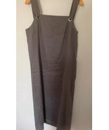 Sarah Pacini Linen Jumper Dress Women Size 4 Gray Wide Strap Sleeveless - £40.91 GBP