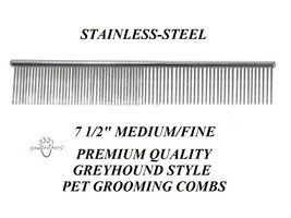 Pro Stainless Steel Pet 7.5” MEDIUM-FINE Greyhound Style Comb Dog Cat Grooming - £12.04 GBP