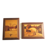 2x Marquetry Italy Hand Inlaid Wood ~9&quot;x6.75&quot; Wall Plaque Sail Boat Town... - $618.57 MXN