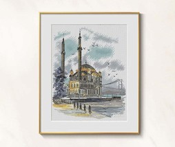 Istanbul Cross Stitch Turkey Pattern pdf – Ortakoy Mosque cross stitch I... - £11.70 GBP