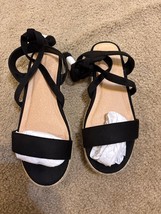 Pretty Little Things Black Lace Up Esperanza Flat Sandal Sz 7 New - $23.02