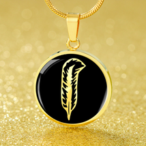 Zeppelin Ma&#39;At Feather Circle Necklace Stainless Steel or 18k Gold 18-22&quot; - £34.13 GBP+