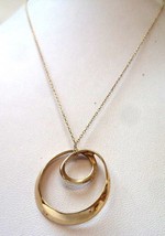 DANE CRAFT signed Sterling Silver Beveled DOUBLE LOOP Pendant and 22&quot; Ne... - $35.00