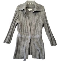 So Wear It Declare It Women Cardigan Size M Gray Preppy Wool Cable Knit ... - £10.79 GBP