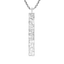 Everyday Hammered Textured Bar Sterling Silver Pendant Necklace - £13.19 GBP