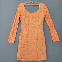 ark &amp; co Womens Dress Size S Orange Sultry Bodycon Midi Scoop Back Long Sleeves - £9.62 GBP