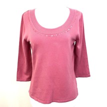 Norton McNaughton Petites Women&#39;s size Small 3/4 Sleeve Fine Knit Pink NEW - $22.49
