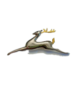 Brooch Silver Gold Tone Jumping Reindeer Marked LC Liz Claiborne Jewelry... - £17.12 GBP