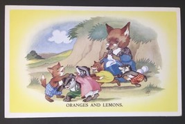 Anthropomorphic Fox ORANGES AND LEMONS Valerie Hodge Playmates Postcard 1997 - £7.97 GBP