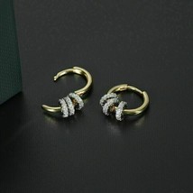 2Ct Round Cut CZ VVS1 Diamond Clip On Hoop Earrings 14K Two Tone Gold Finish - £85.34 GBP