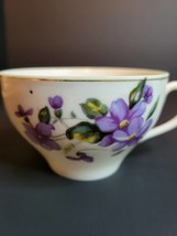 Vintage Japan Floral Violet Tea Cup with Thin Gold Band Around Rim - £10.16 GBP