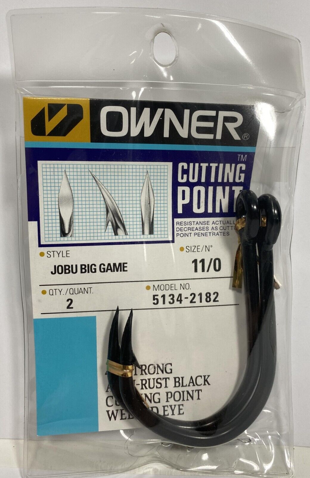 Primary image for Owner Jobu Big Game Fishing Hooks Cutting Point 11/0 2 Pack