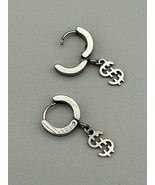 Dollar Sign Bling Huggie Earrings – Non-Magnetic Silver Tone – Unisex Y2... - $14.99