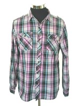 Carbon Mens Large Shirt Casual Button Front Multicolor Plaid long sleeves Work - £12.28 GBP