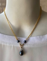 ⭕⭕VTG, necklace, collier, necklace, collana, new, new, gold metal with g... - $16.19 CAD