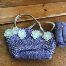 Gently Used Battat Lavender w Pink Polka Dot Lining Doll Purse Tote &amp; Ci... - £7.44 GBP