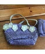 Gently Used Battat Lavender w Pink Polka Dot Lining Doll Purse Tote &amp; Ci... - £7.56 GBP