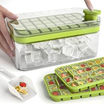 Ice Cube Tray with Lid and Bin, 64 pcs Ice Cubes Molds, One Button Easy Release - £7.83 GBP