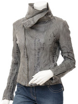 LE Women Leather Jacket in Grey Auburn - £110.12 GBP+